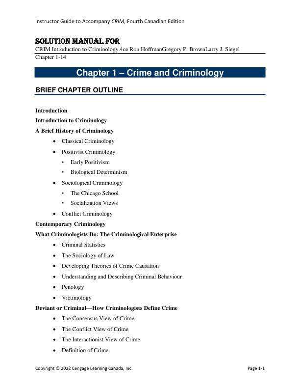 Solution Manual for CRIM Introduction toCriminology 4ce Ron HoffmanGregory P. BrownLarry J. Siegel