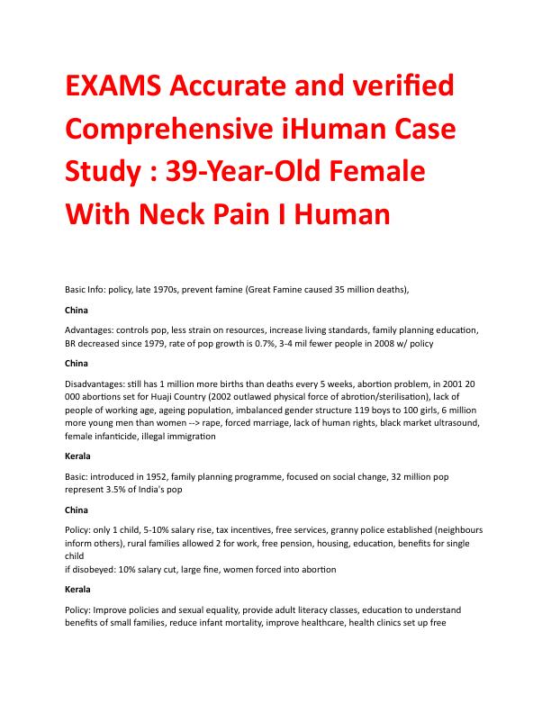 EXAMS Accurate and verified Comprehensive iHuman Case Study