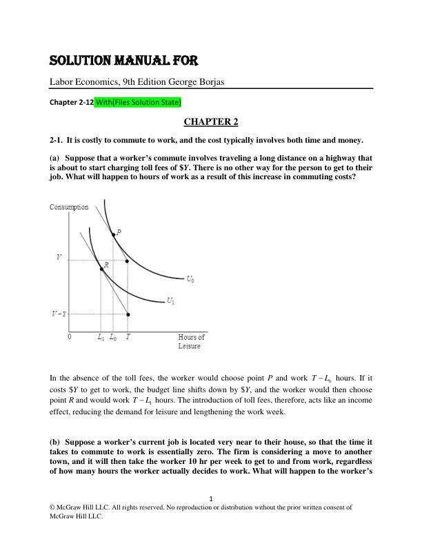 Solution Manual For Labor Economics, 9th Edition George Borjas Chapter(2-12)