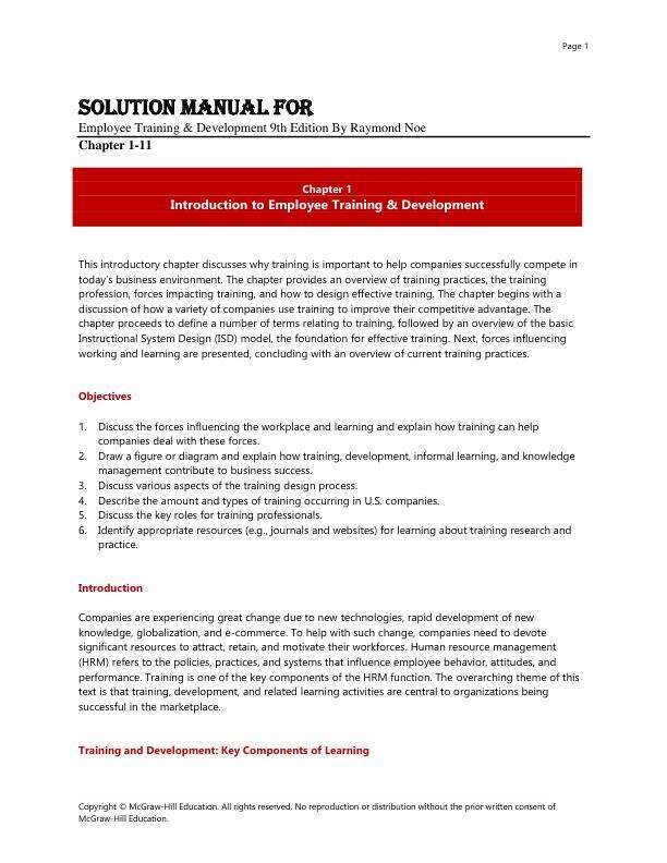 Solution Manual For Employee Training & Development 9th Edition By Raymond Noe