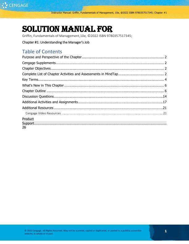 Solution Manual For Fundamentals of Management, 10th Edition Ricky W. Griffin Chapter (1-15)