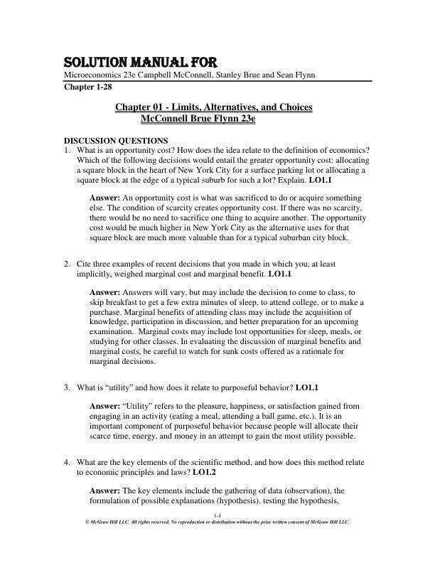 Solution Manual For Microeconomics 23e Campbell McConnell, Stanley Brue and Sean Flynn Chapter(1-28)