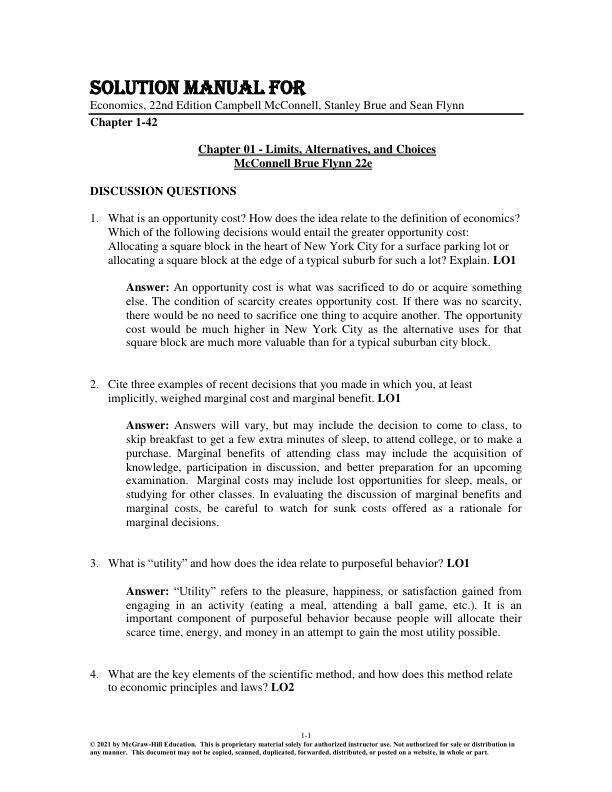 Solution Manual For Economics 22nd Edition Campbell McConnell,Stanley Brue and Sean Flynn Chapter(1-42)