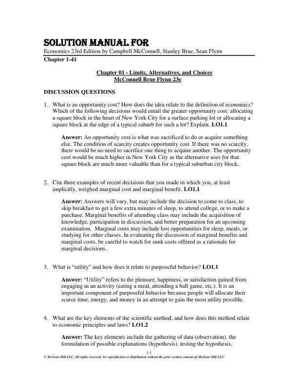Solution Manual For Economics 23rd Edition By Campbell McConnell, Stanley Brue, Sean Flynn