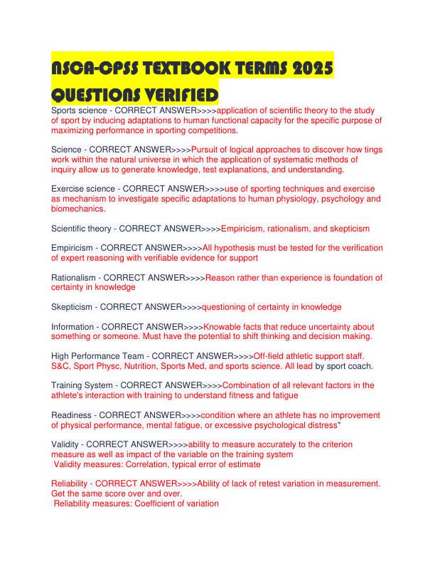 NSCA-CPSS TEXTBOOK TERMS 2025 QUESTIONS VERIFIED 
