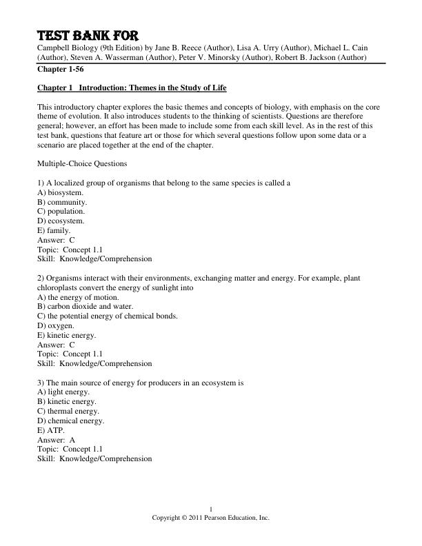 mobile-preview-Test Bank For Campbell Biology 9th Edition by Jane B. Reece Author, Lisa A. Urry Author, Michael L. Cain Author, Steven A. Wasserman Author, Peter V. Minorsky, Robert B. Jackson 