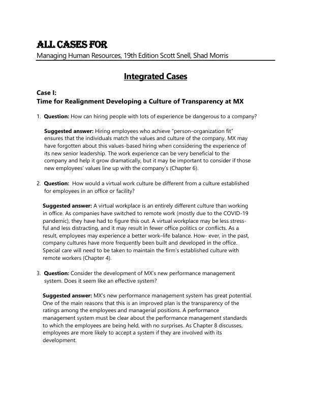 All Cases For Managing Human Resources, 19th Edition by Scott Snell, Shad Morris