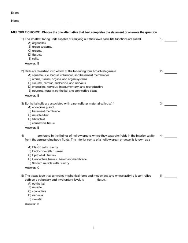 Test Bank For Principles of Human Physiology, 6th Edition by Cindy L. Stanfield Chapter 1-22