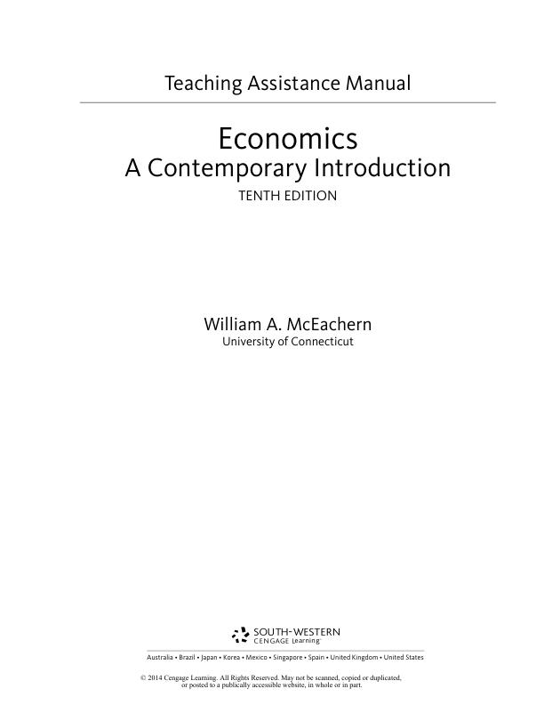 Teaching Assistance Manual For Economics A Contemporary Introduction 10th Edition William A. McEachern