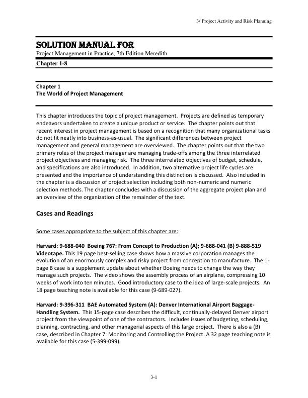 Solution Manual For Project Management in Practice, 7th Edition Meredith