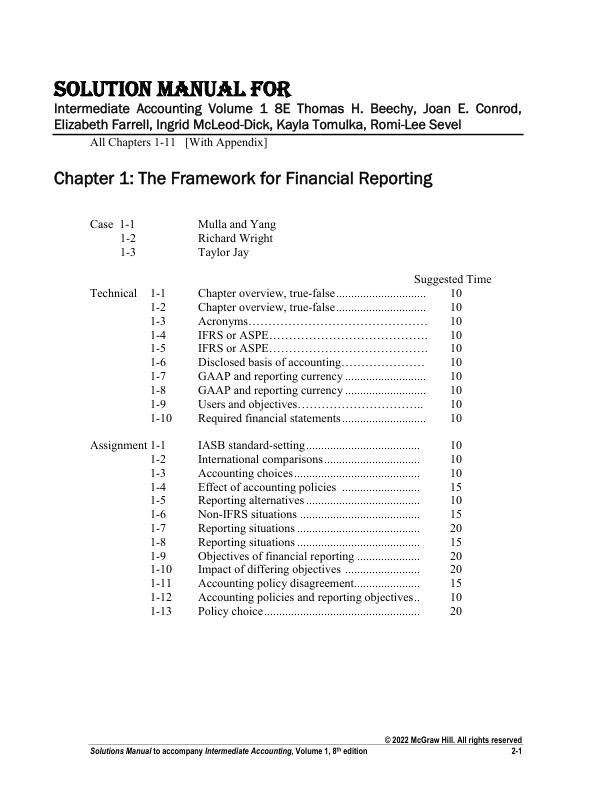 Solution Manual for Intermediate Accounting Volume 1 8th Edition Thomas H. Beechy, Joan E. Conrod, Elizabeth Farrell, Ingrid McLeod-Dick, Kayla Tomulka, Romi-Lee Sevel