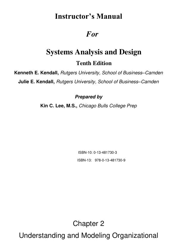Solution Manual for Systems Analysis and Design 10th Edition by Kendall Kenneth and Kendall Julie