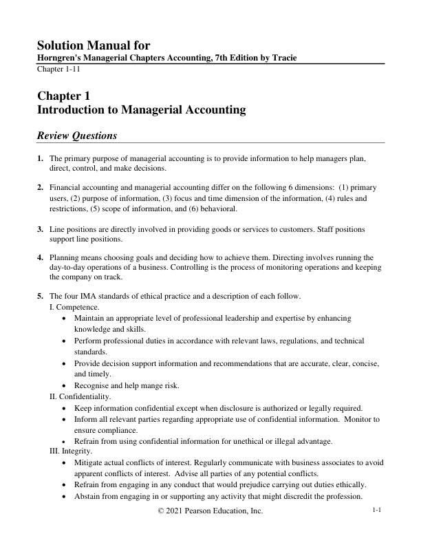 Solution Manual for Horngren's Managerial Chapters Accounting, 7th Edition by Tracie Miller-Nobles, Brenda Mattison