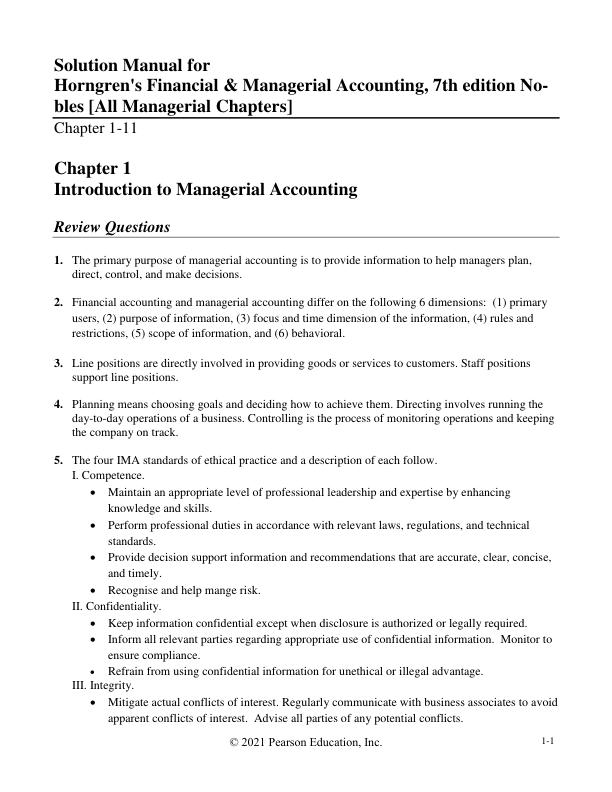 Solution Manual for Horngren's Financial & Managerial Accounting, 7th edition No- bles [All Managerial Chapters]