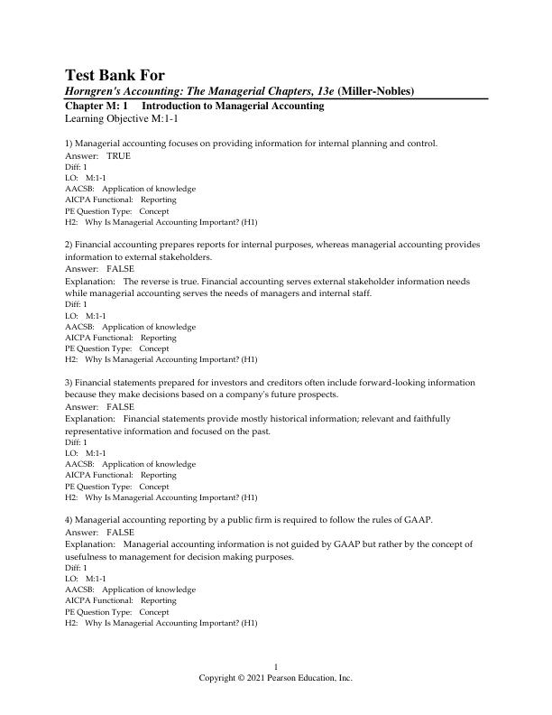 Test Bank for Horngren's Accounting The Managerial Chapters 13th Edition Tracie Miller-Nobles,  Brenda Mattison