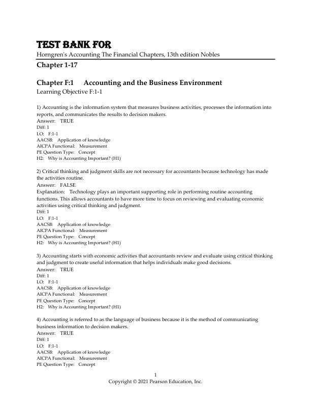 Test Bank for Horngren's Accounting The Financial Chapters, 13th edition by Tracie Miller-Nobles,  Brenda Mattison