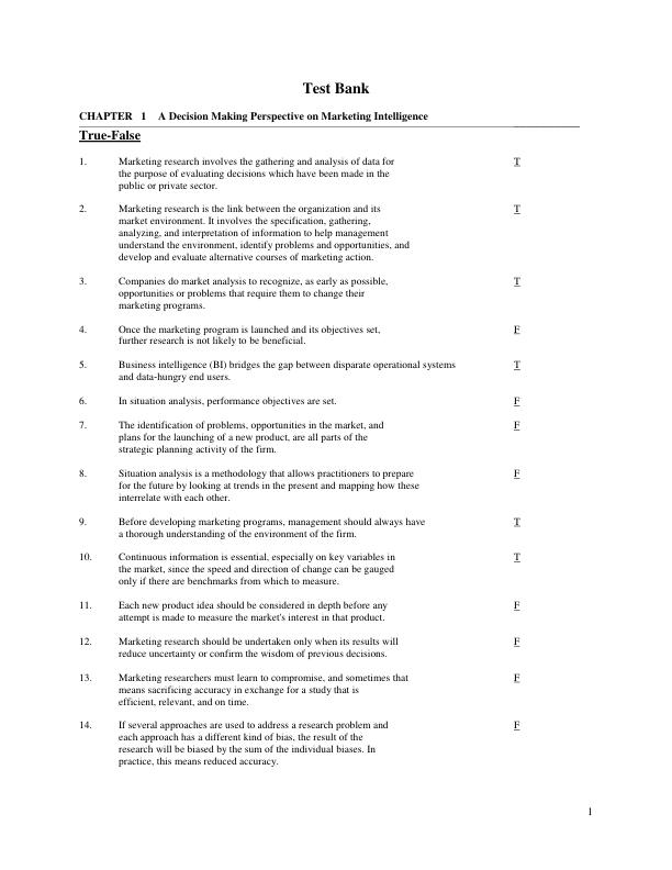Test Bank for Marketing Research 13th Edition by V. Kumar, Robert P. Leone, David A. Aaker, George S. Day