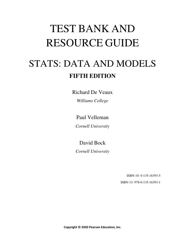 mobile-preview-Test Bank for Stats Data and Models 5th edition by Richard D. De Veaux, Paul F. Velleman, David E. Bock