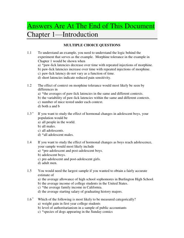 Test Bank for Fundamental Statistics for the Behavioral Sciences 9th Edition by David C. Howell
