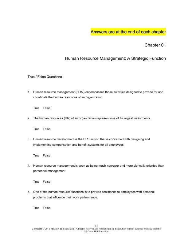 Test Bank for Human Resource Management 11th edition by Lloyd LByars, Leslie WRue, Nabil AIbrahim.docx