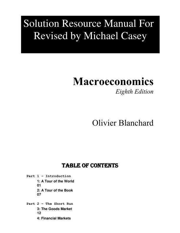 Solution Manual For Macroeconomics, 8th Edition by Olivier Blanchard Chapter 1-24