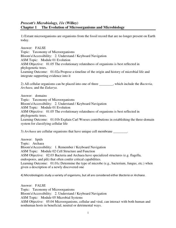 Test Bank For Prescotts Microbiology 11th Edition By Willey Chapter 1-43 Complete Guide 22