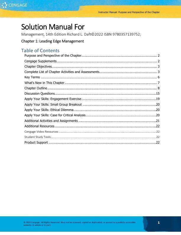 Solution Manual For Management, 14th Edition by Richard L. Daft Chapter 1-19