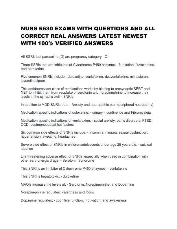 NURS 6630 EXAMS WITH QUESTIONS AND ALL CORRECT REAL ANSWERS LATEST NEWEST WITH 100% VERIFIED ANSWERS