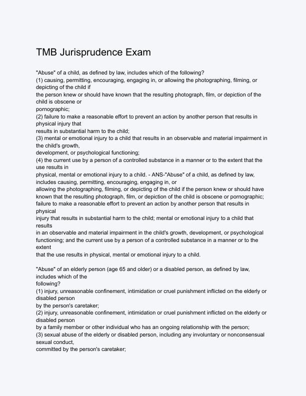 TMB Jurisprudence Exam