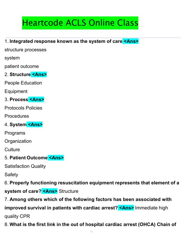 Heartcode ACLS Online Clas