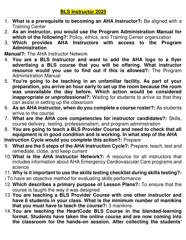 BLS Instructor 2025