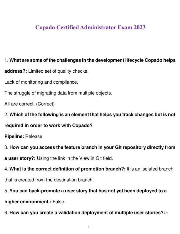 Copado Certified Administrator Exam 2023