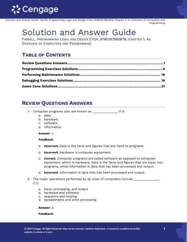 Solution Manual For Programming Logic and Design, 10th Edition by Chapter 1-12