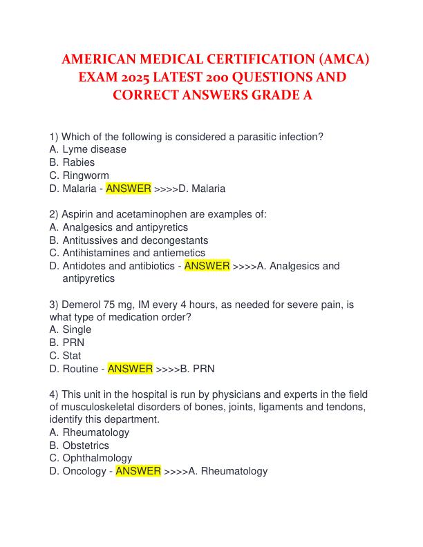 AMERICAN MEDICAL CERTIFICATION (AMCA)