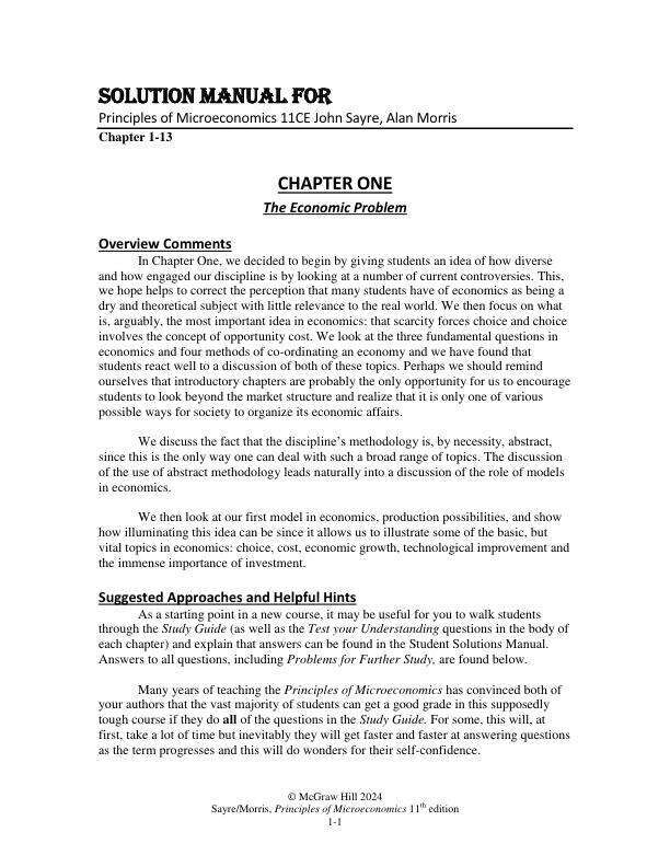 Solution Manual For Principles Of Microeconomics 11th Canadian Edition by John Sayre, Alan Morris Chapter 1-13