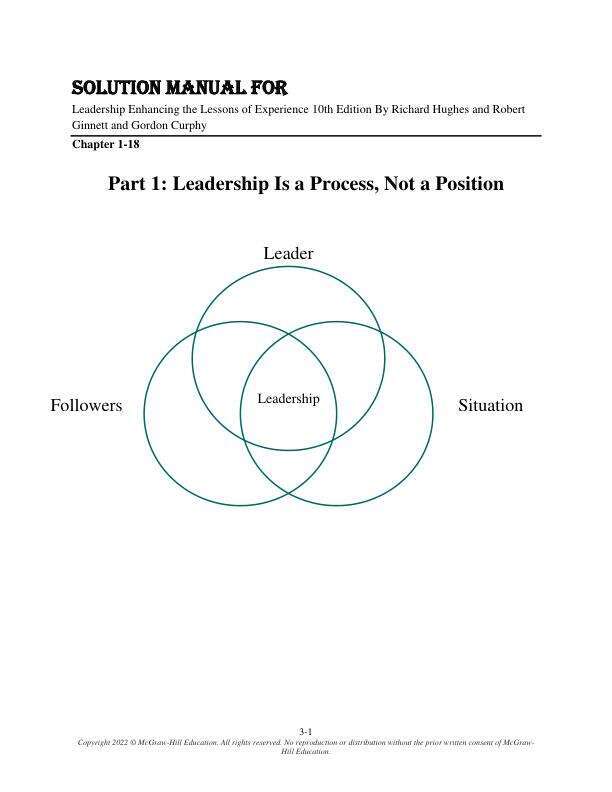 Solution Manual For Leadership Enhancing the Lessons of Experience 10th Edition By Richard Hughes and Robert Ginnett and Gordon Curphy Chapter 1-18