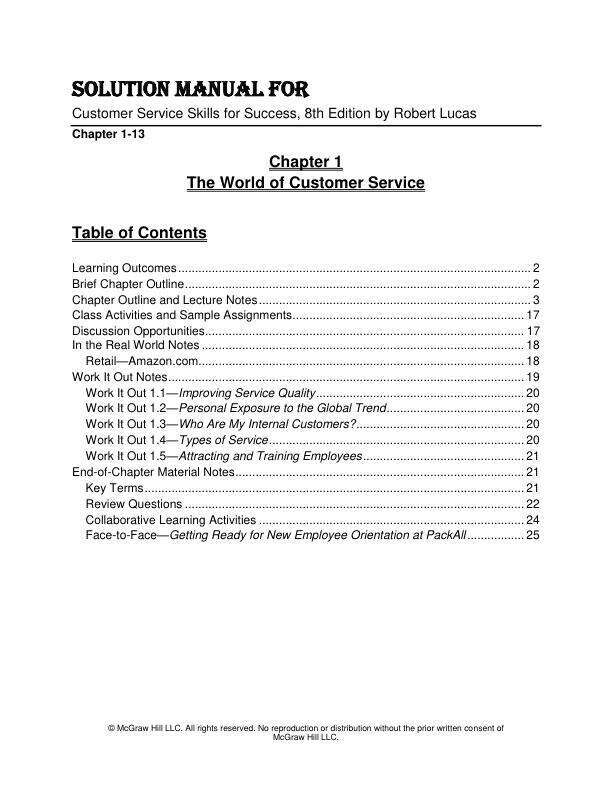 Solution Manual For Customer Service Skills for Success, 8th Edition Robert Lucas Chapter 1-13