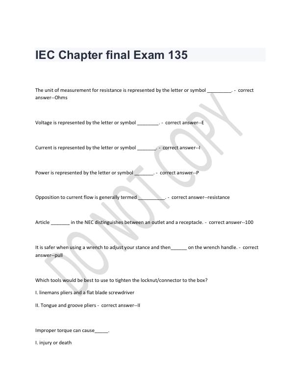 IEC Chapter final Exam 135