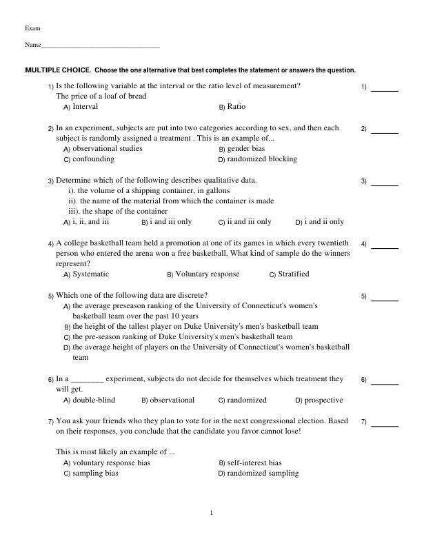Test Bank For Elementary Statistics, 4th Edition by William Navidi, Barry Monk Chapter 1-15
