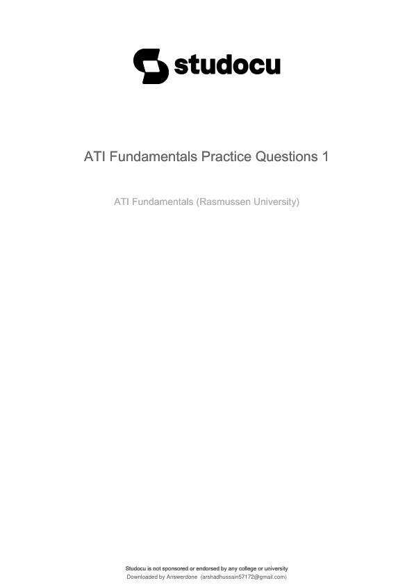 ATI Fundamentals Practice Questions 1