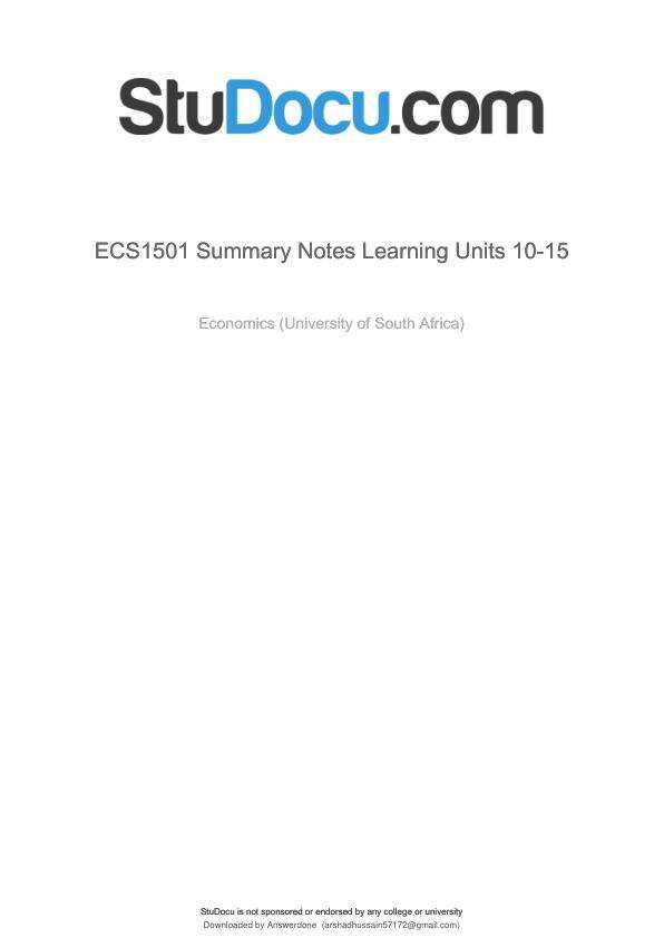 ECS1501 summary notes learning units 10 15