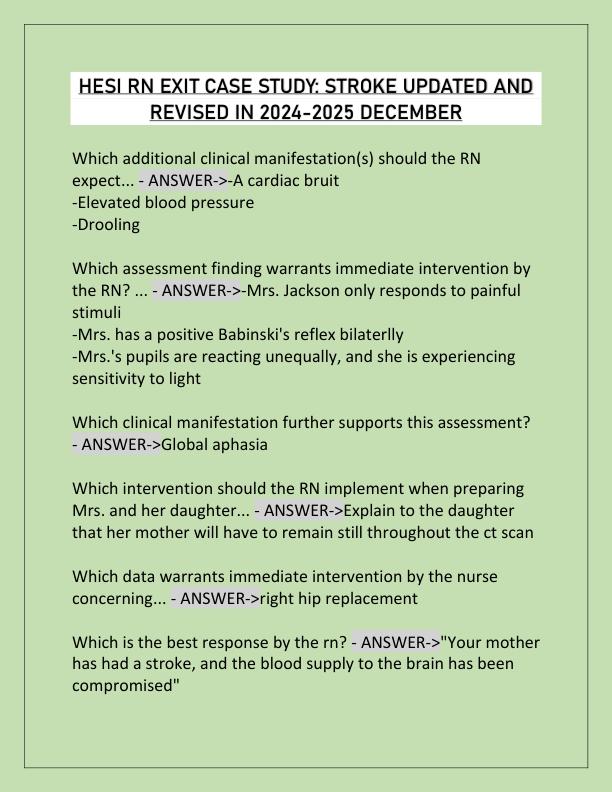 HESI RN EXIT CASE STUDY STROKE UPDATED AND REVISED IN 2024-2025 DECEMBER - Copy