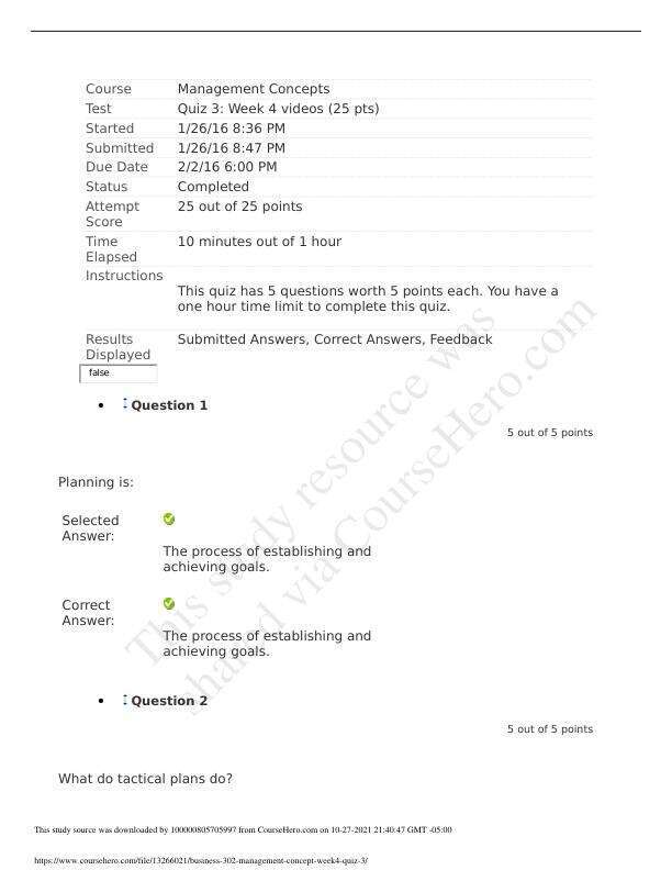 Business 302 management concept week4 quiz 3