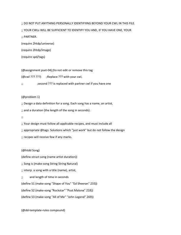 University of British Columbia CPSC 110 Problem set 4