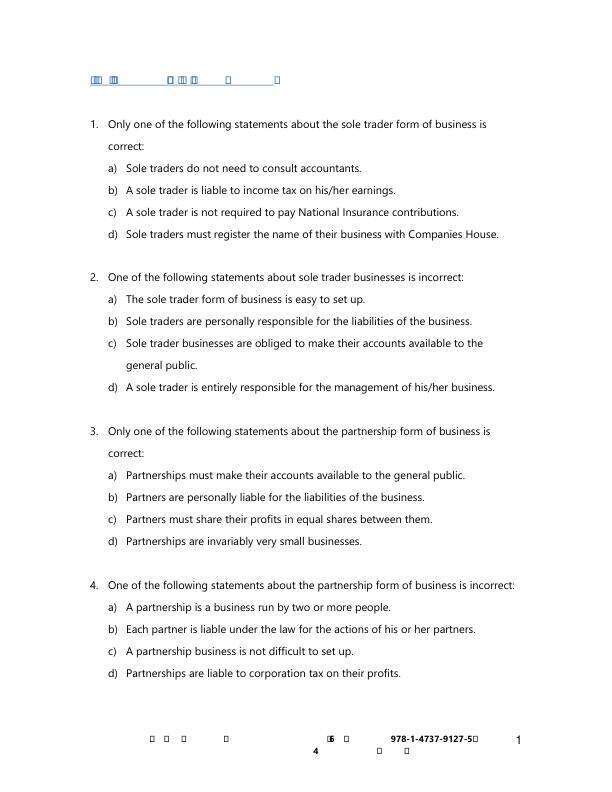 Test Bank For Business Accounting & Finance, 6th Edition by Catherine Gowthorpe Chapter 1-20