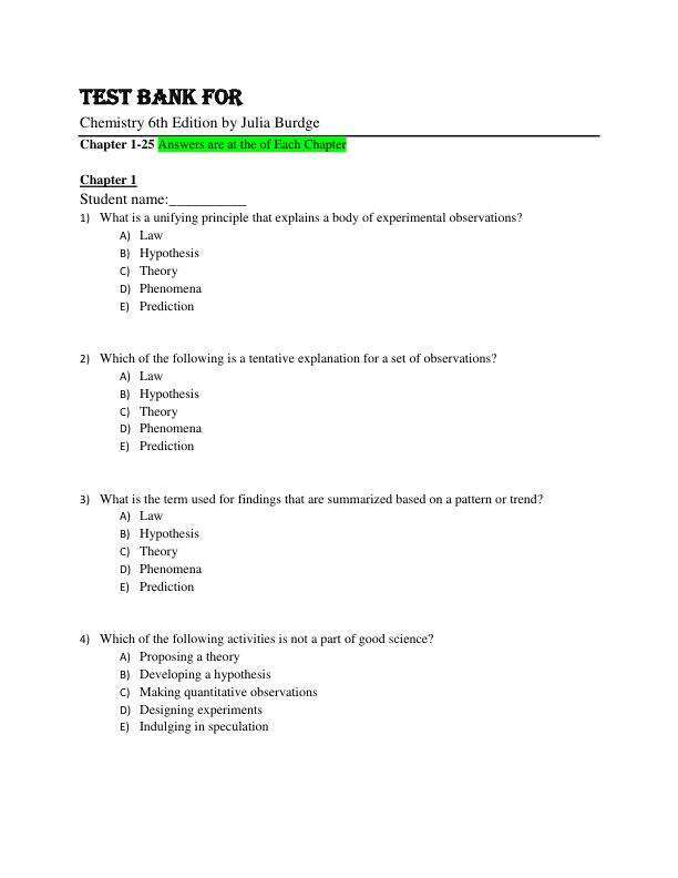 Test Bank For Chemistry 6th Edition By Julia Burdge Chapter 1-25