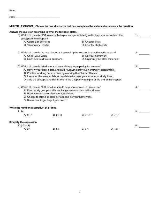 Test Bank For Beginning Algebra, 8th Edition by Elayn Martin-Gay Chapter 1-10