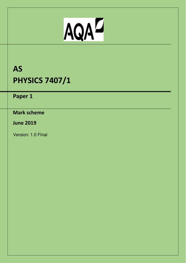 AQA AS PHYSICS