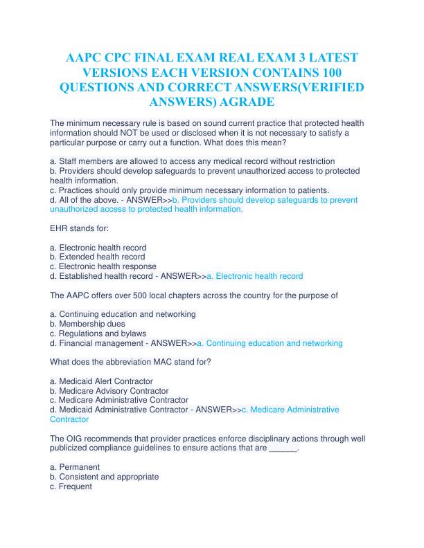 AAPC_CPC_FINAL_EXAM_REAL_EXAM_3_LATEST_VERSIONS_EACH_VERSION_CONTAINS