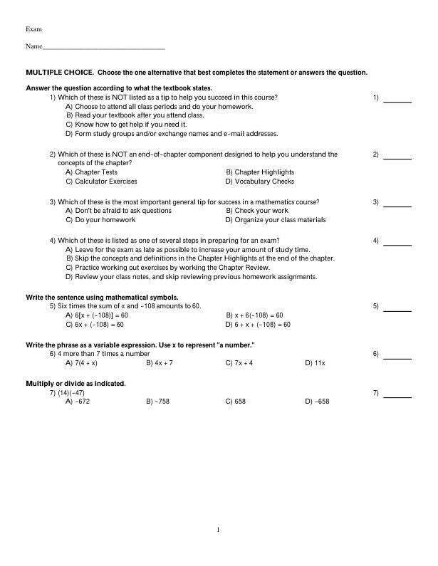 Test Bank For Intermediate Algebra, 8th Edition by Elayn Martin-Gay Chapter 1-12